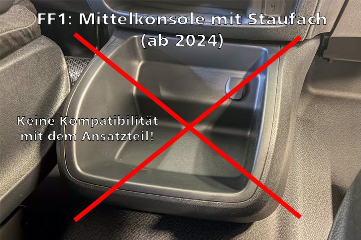 ACHTUNG: Die Mittelkonsole kann NICHT in den Mercedes-Benz Vito ab 2024 mit Mittelablage (ab Werk) verbaut werden!