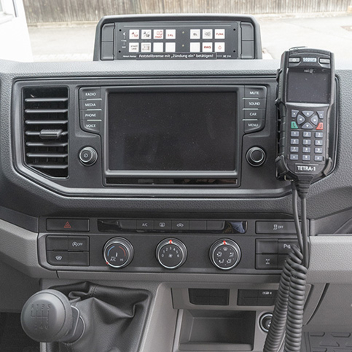 Control unit for blue flashing lights, rear warning system and ambient lighting.