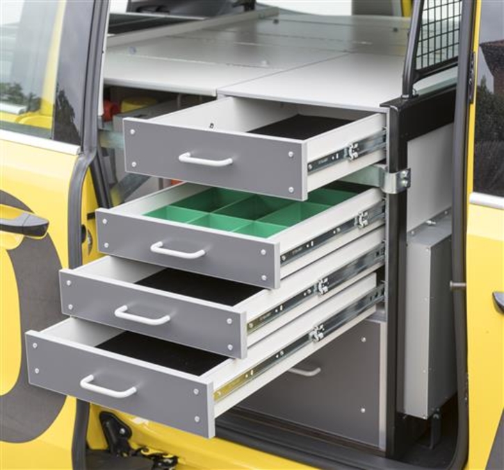 Drawers behind the side doors 