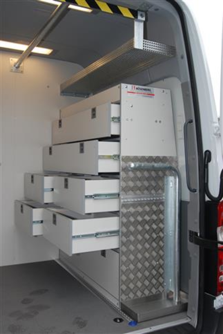 Heavy duty drawers and holding rod for jackets including a drip pan 