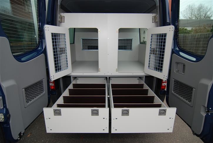Large drawers for supplies, food and water 