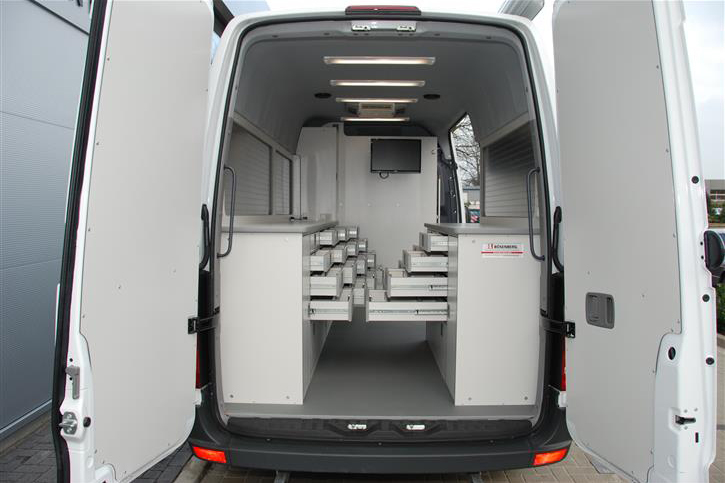 Plenty of space for the product presentation, flexibly usable e.g. by means of perforated plates on the wall 