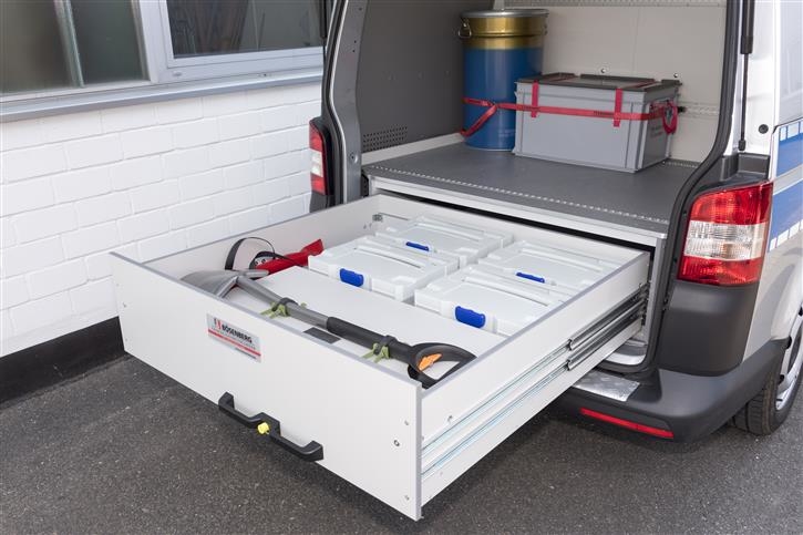 Rear heavy-duty full extension with additional lockable compartment for the ignition unit 