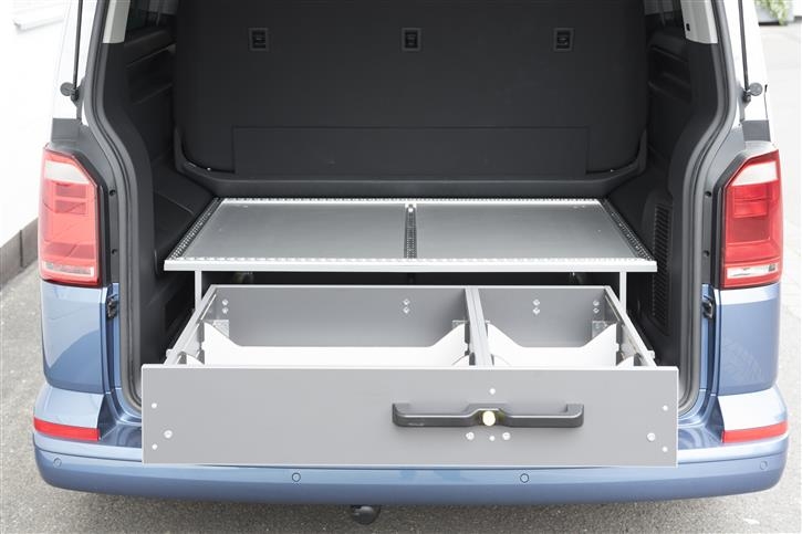 Die Heckschublade für den Volkswagen T6 / T6.1 Multivan 