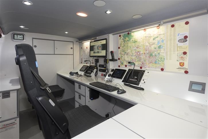 Two spacious work stations with multiple adjustable swivel seats. 