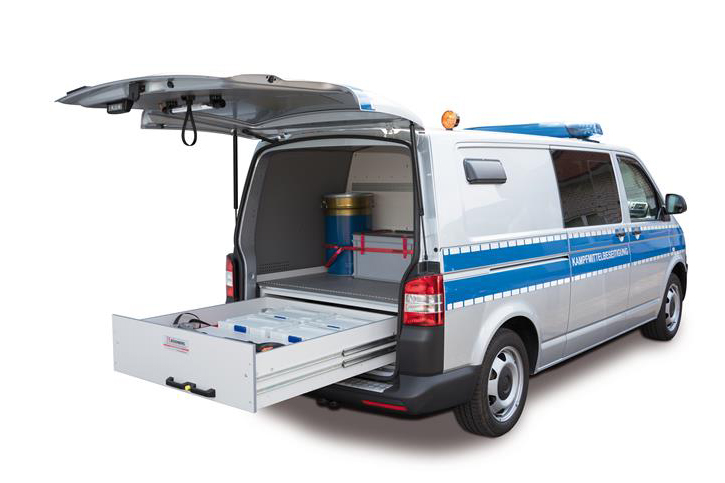 VW T5 Kastenwagen mit langem Radstand. Designbeklebung und Sondersignalanlage Hänsch DBS 4000 